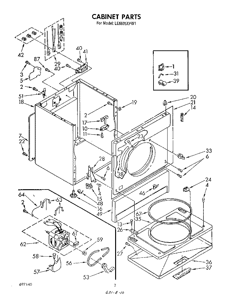 SECTION Diagram and Parts List for LE6605XPW1  Whirlpool Dryer