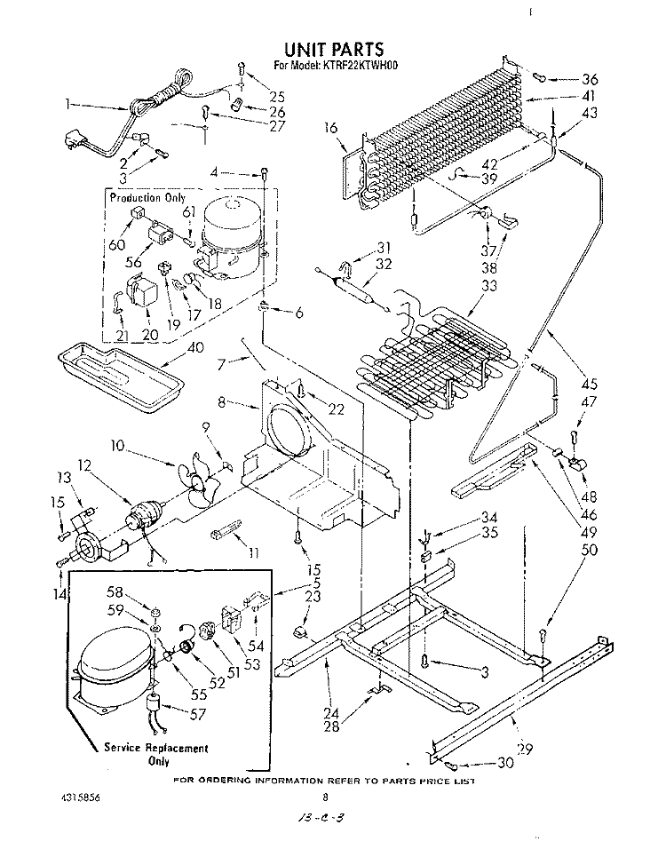 UNIT Diagram and Parts List for KTRF22KTPL00  Whirlpool Refrigerator