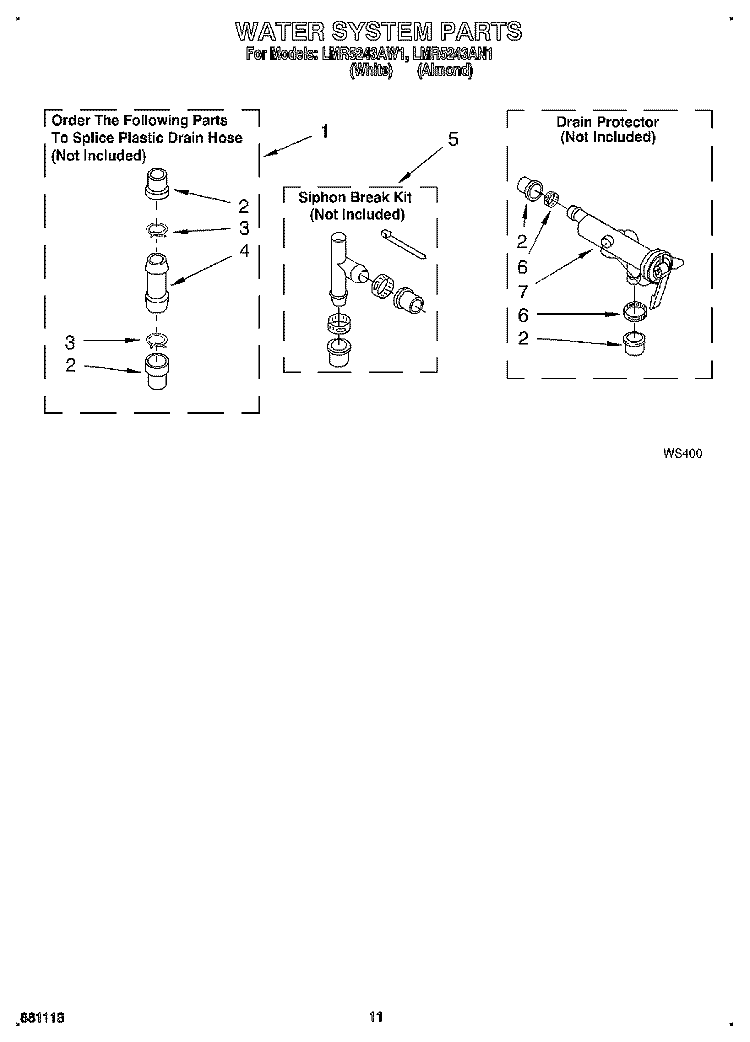 WATER SYSTEM Diagram and Parts List for LMR5243AN1  Whirlpool Washer