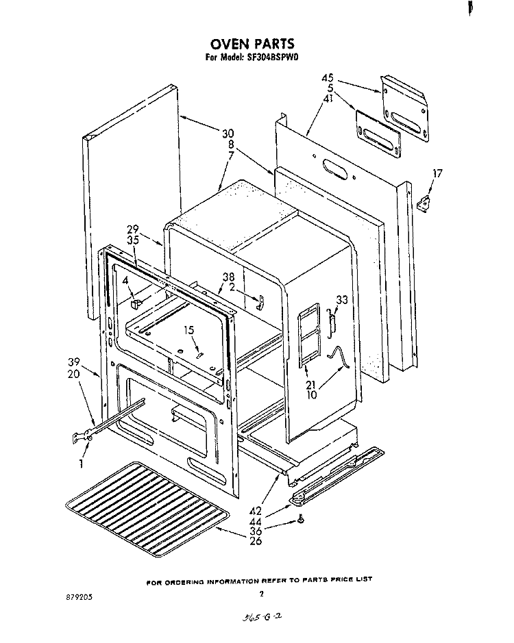 OVEN , LITERATURE Diagram and Parts List for SF304BSPW0  Whirlpool Range