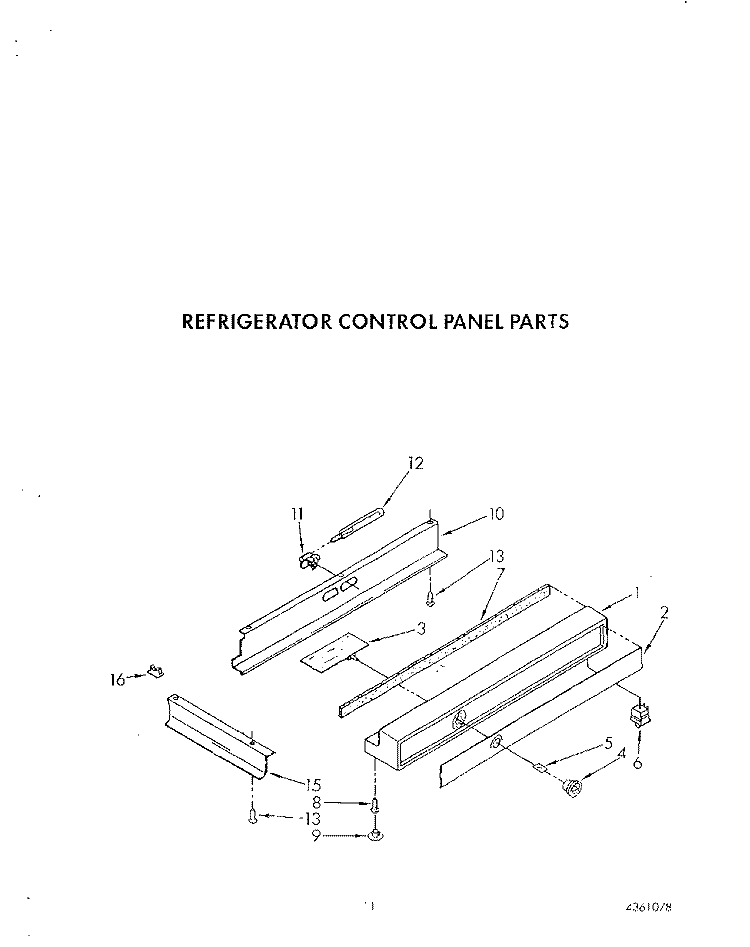 REFRIGERATOR CONTROL PANEL Diagram and Parts List for ARG490  Whirlpool Refrigerator