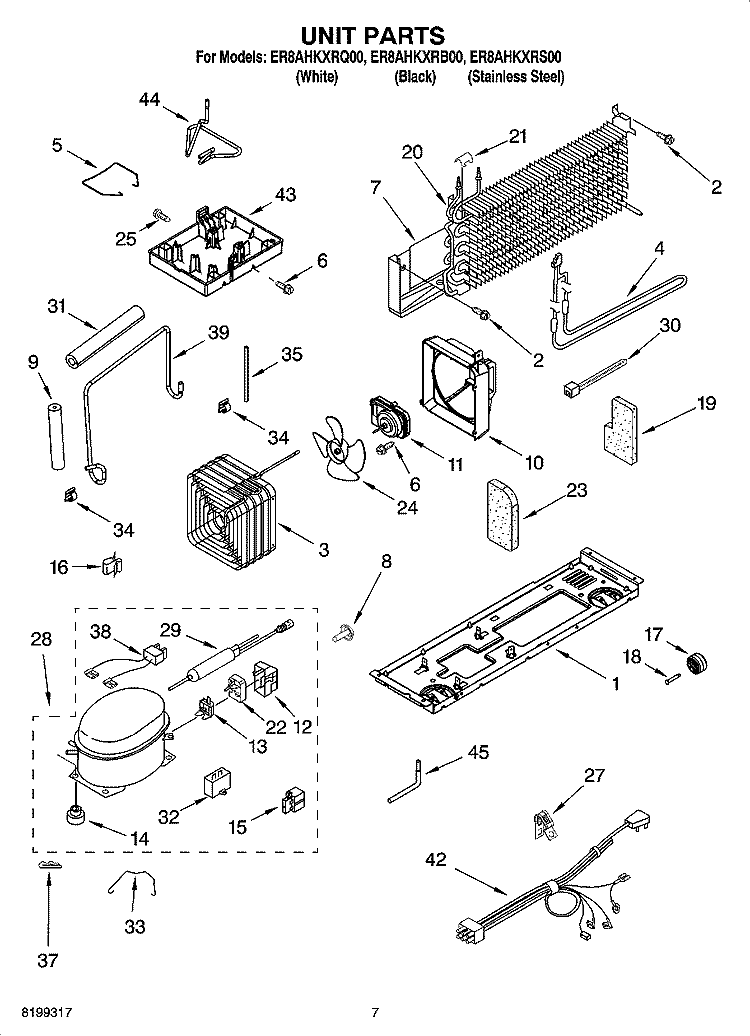 UNIT PARTS Diagram and Parts List for ER8AHKXRS00  Whirlpool Refrigerator