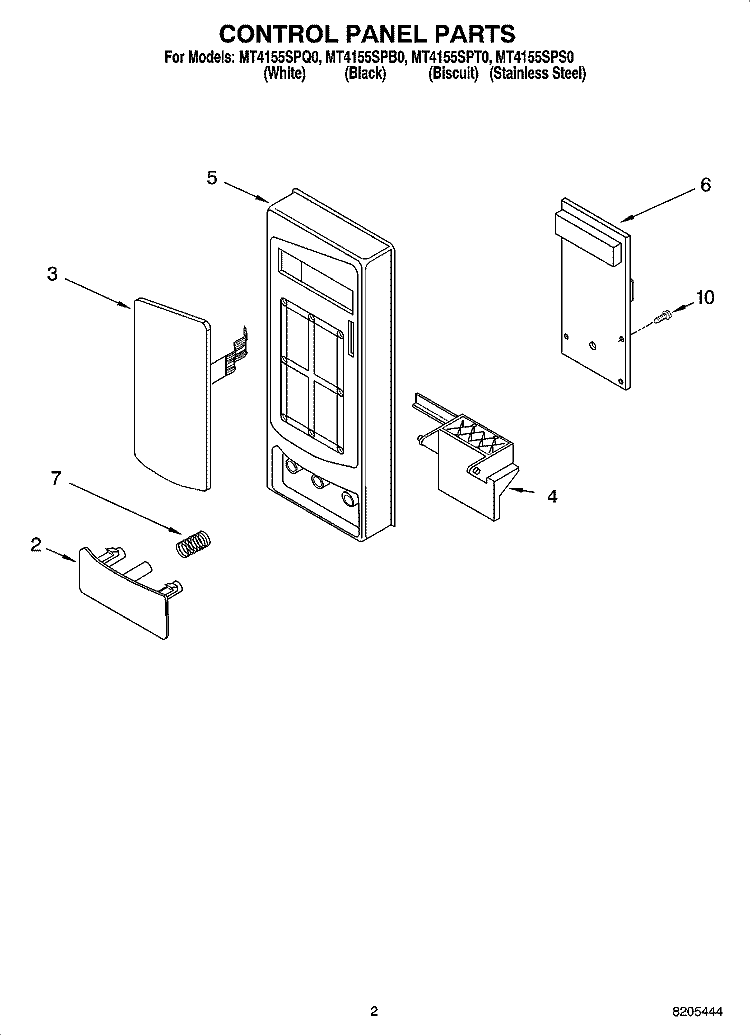 CONTROL PANEL PARTS Diagram and Parts List for MT4155SPB0  Whirlpool Microwave