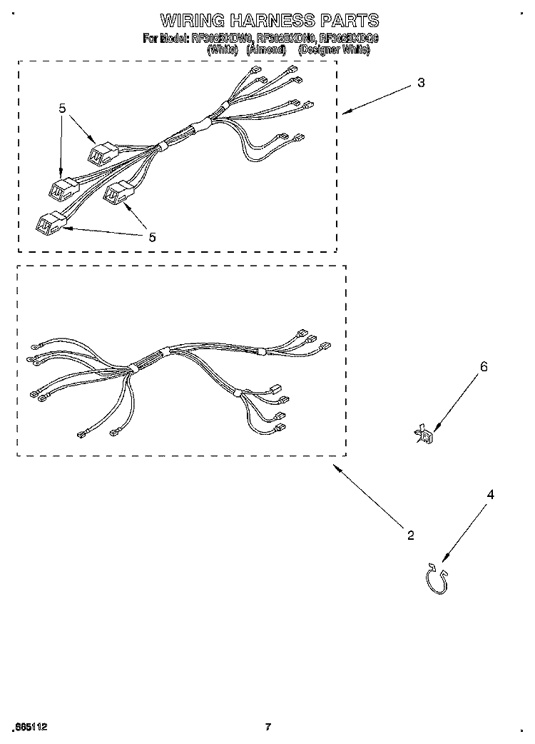 WIRING HARNESS, OPTIONAL Diagram and Parts List for RF302BXDW0  Whirlpool Range