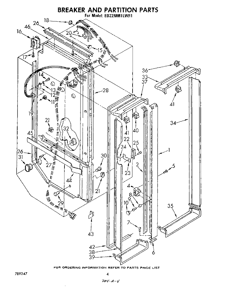 BREAKER AND PARTITION Diagram and Parts List for ED22MM1LWR1  Whirlpool Refrigerator
