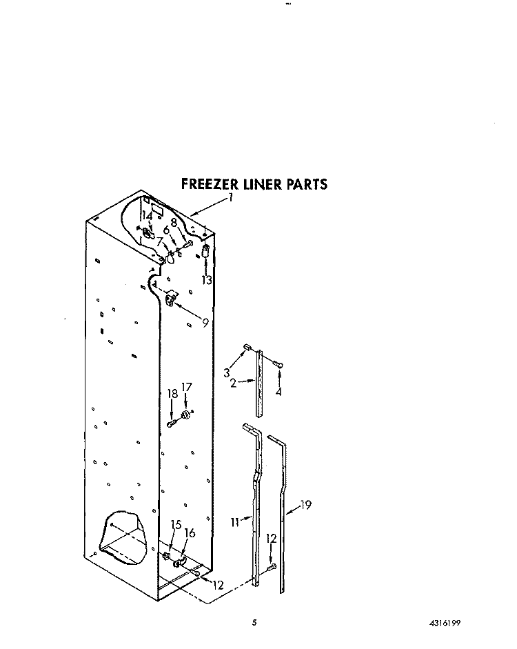 FREEZER LINER Diagram and Parts List for KSSS48DWW00  KitchenAid Refrigerator
