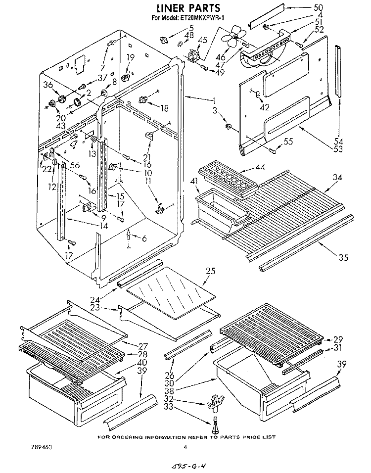 LINER Diagram and Parts List for ET20MKXPWR1  Whirlpool Refrigerator