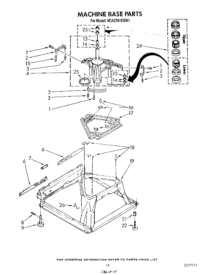 MACHINE BASE Diagram and Parts List for 9CA2781XSW1  Whirlpool Washer