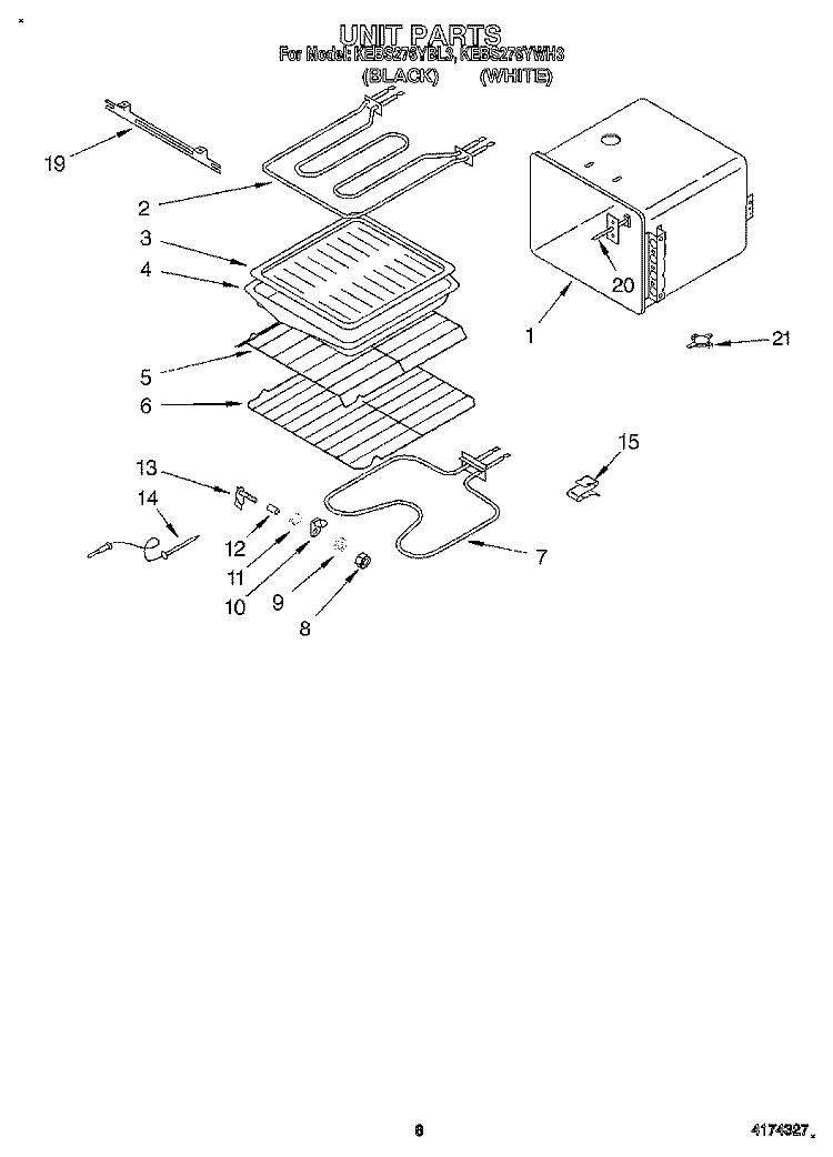 WIRING HARNESS Diagram and Parts List for KEBS276YBL3  KitchenAid Wall Oven