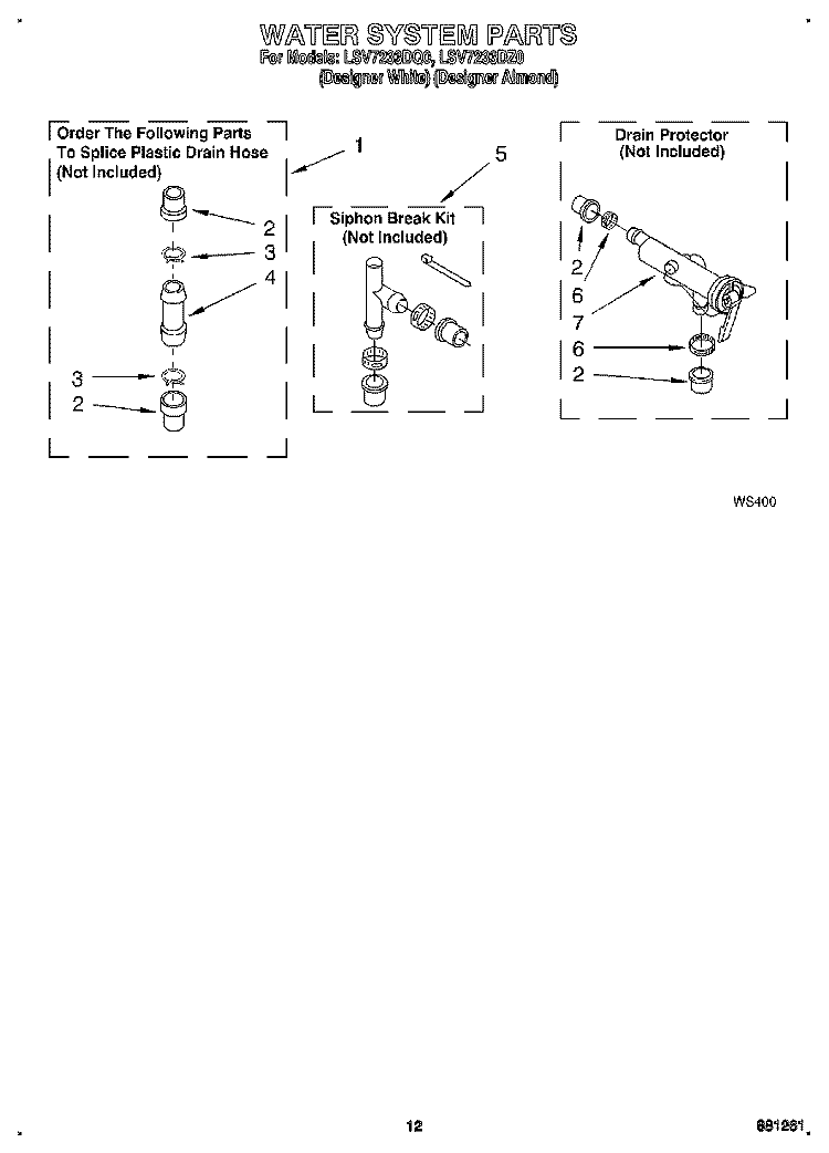 WATER SYSTEM Diagram and Parts List for LSV7233DZ0  Whirlpool Washer