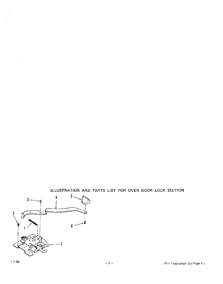 OVEN DOOR LOCK Diagram and Parts List for 2065B2A  Roper Range