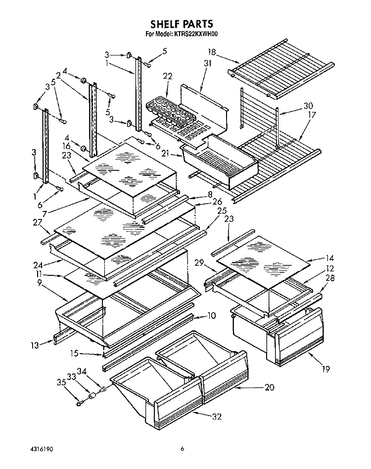 SHELF, LIT/OPTIONAL Diagram and Parts List for KTRS22KXAL00  KitchenAid Refrigerator