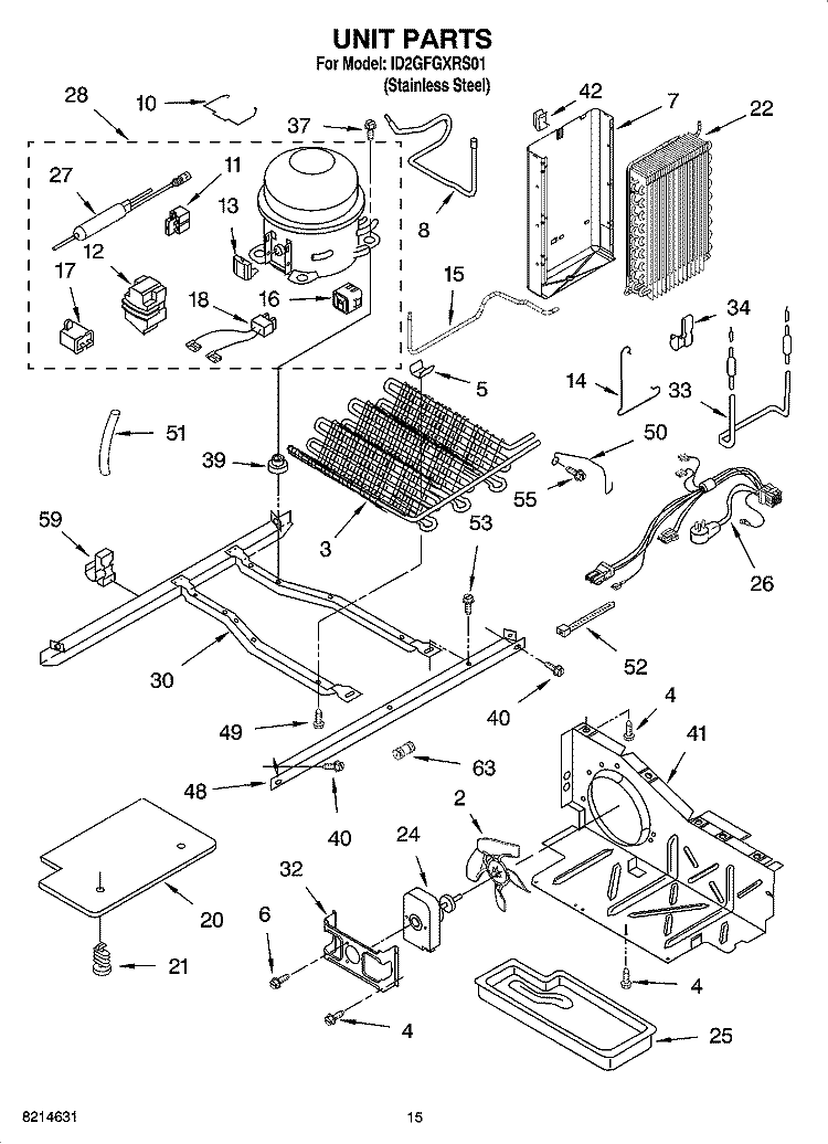 UNIT PARTS Diagram and Parts List for ID2GFGXRS01  Whirlpool Refrigerator