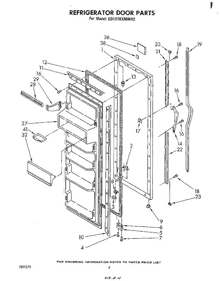 REFRIGERATOR DOOR Diagram and Parts List for ED19TKXMWR2  Whirlpool Refrigerator