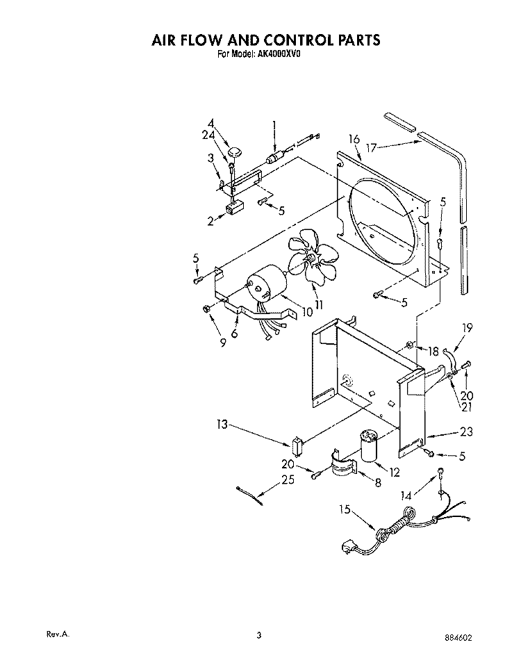 SECTION Diagram and Parts List for AK4000XV0  Whirlpool Dehumidifier