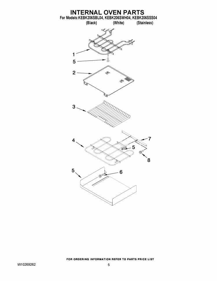 INTERNAL OVEN PARTS Diagram and Parts List for KEBK206SBL04  KitchenAid Wall Oven