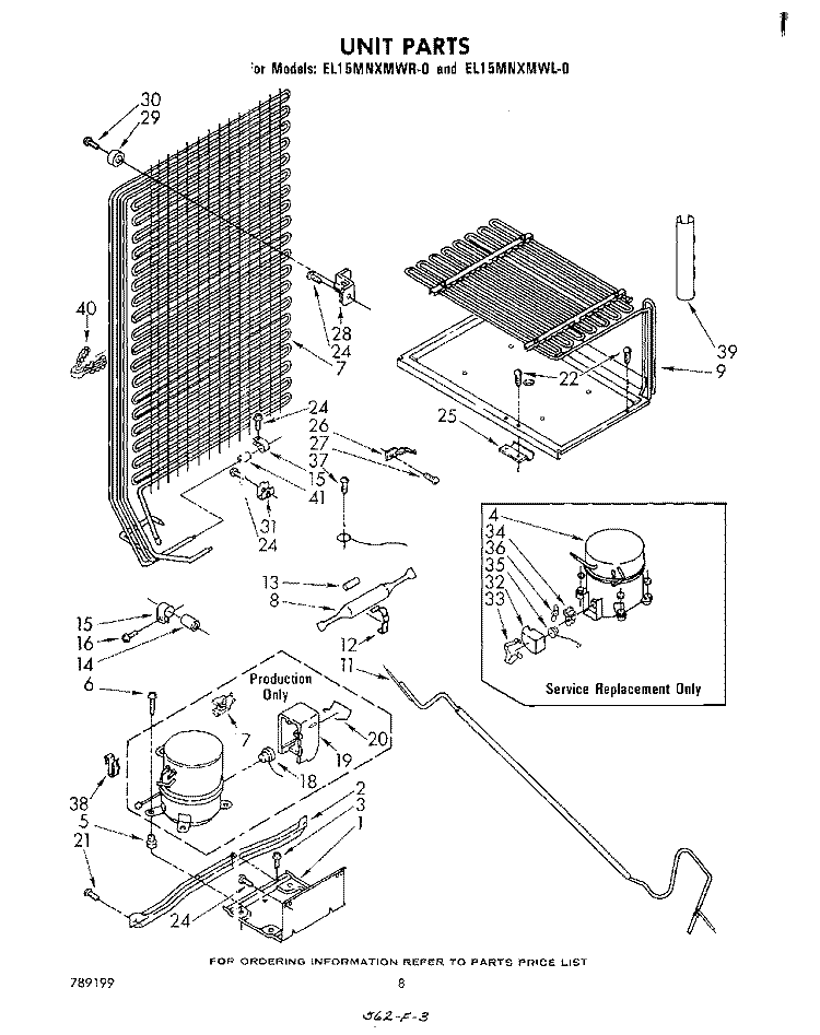 UNIT Diagram and Parts List for EL15MNXMWR0  Whirlpool Refrigerator