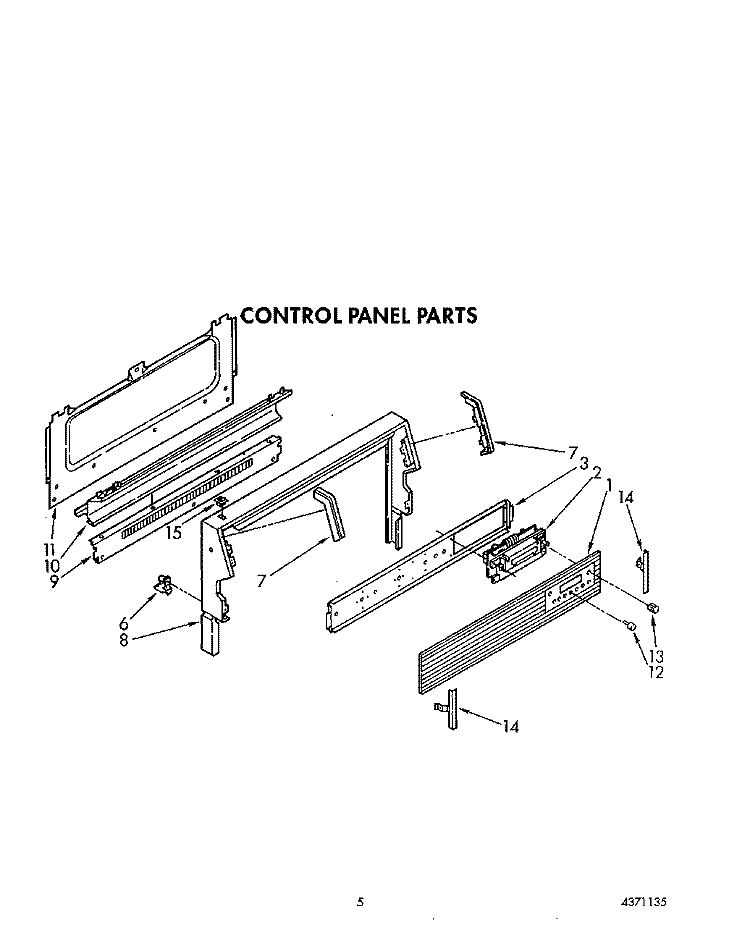 CONTROL PANEL Diagram and Parts List for SF386PEWW2  Whirlpool Range