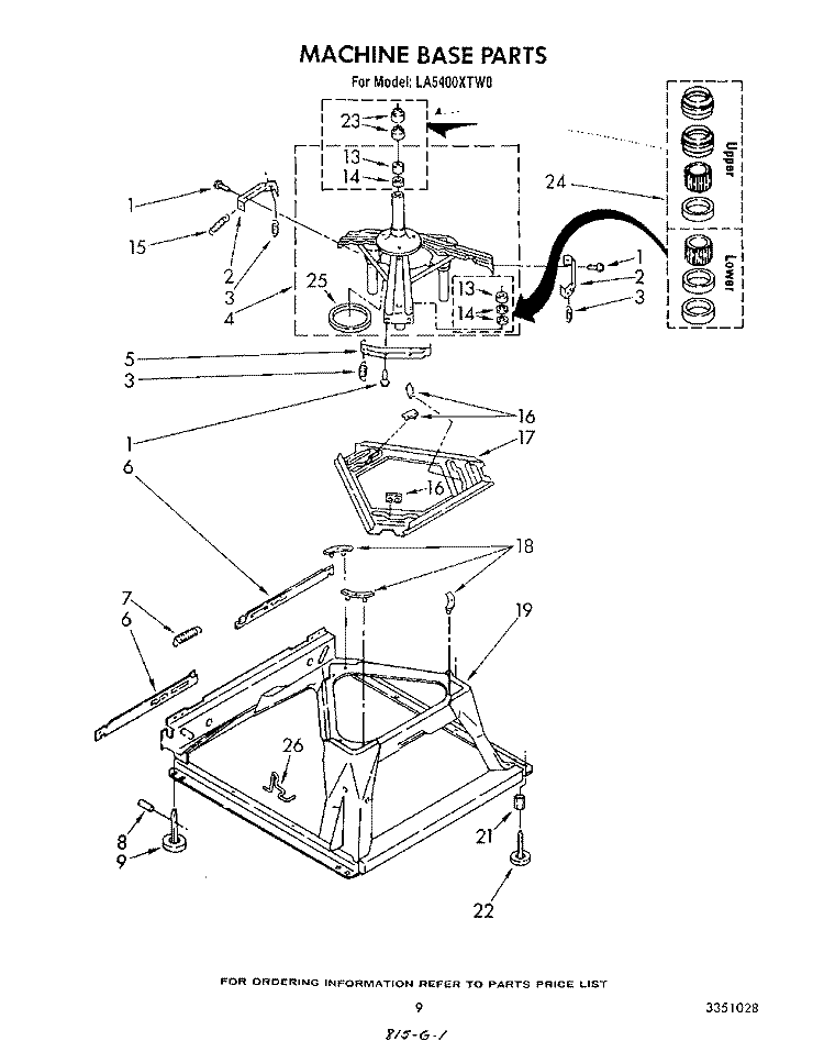 MACHINE BASE Diagram and Parts List for LA5400XTN0  Whirlpool Washer