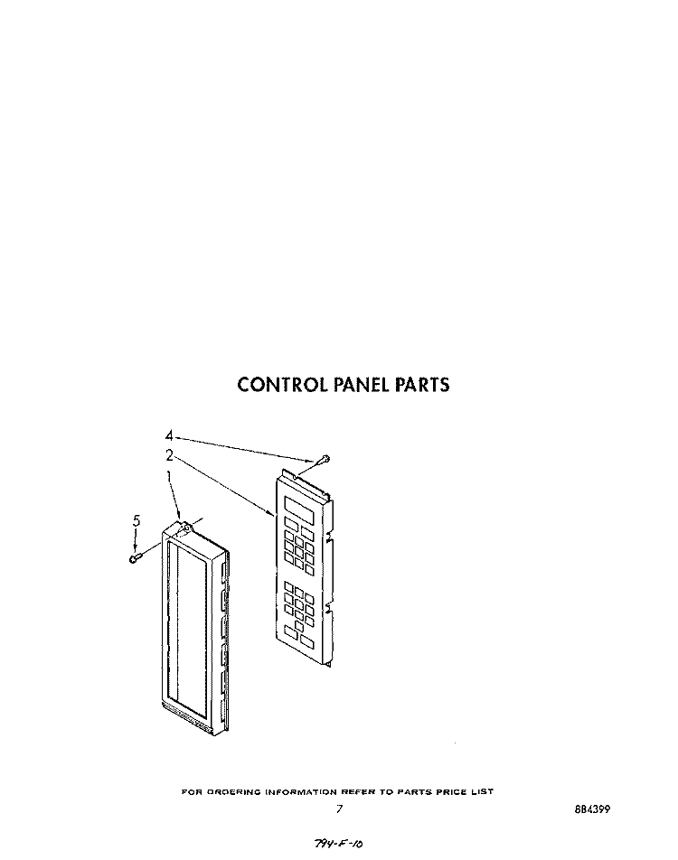 CONTROL PANEL Diagram and Parts List for MW8900XS3  Whirlpool Microwave