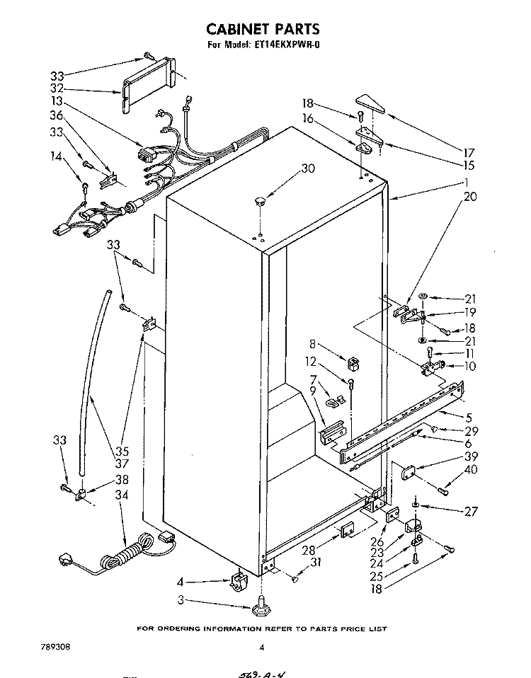CABINET Diagram and Parts List for ET14EKXPWR0  Whirlpool Refrigerator