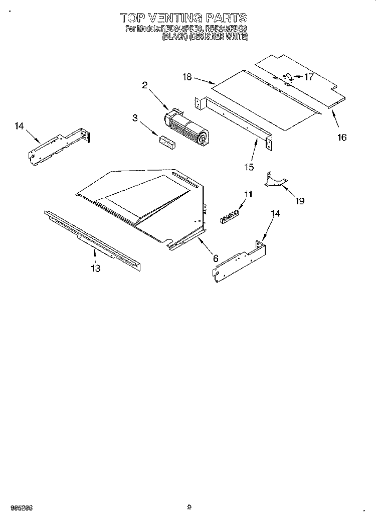 TOP VENTING, OPTIONAL Diagram and Parts List for RBD245PDQ3  Whirlpool Wall Oven