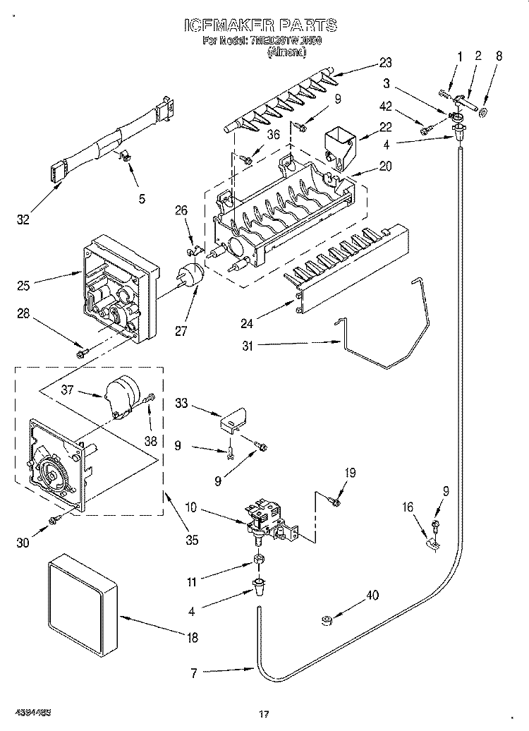 ICE MAKER, LIT/OPTIONAL Diagram and Parts List for 7MED20TWDN00  Whirlpool Refrigerator