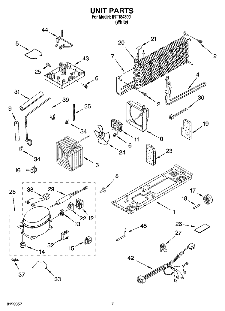 UNIT PARTS Diagram and Parts List for IRT184300  Inglis Refrigerator
