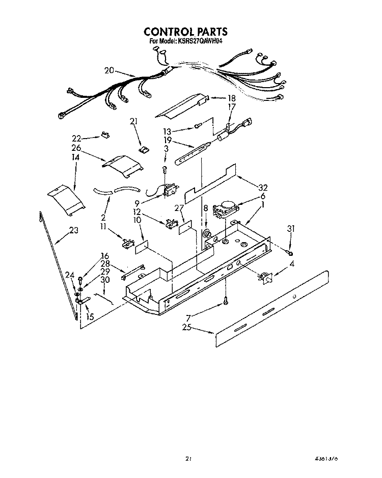 CONTROL Diagram and Parts List for KSRS27QAWH04  KitchenAid Refrigerator