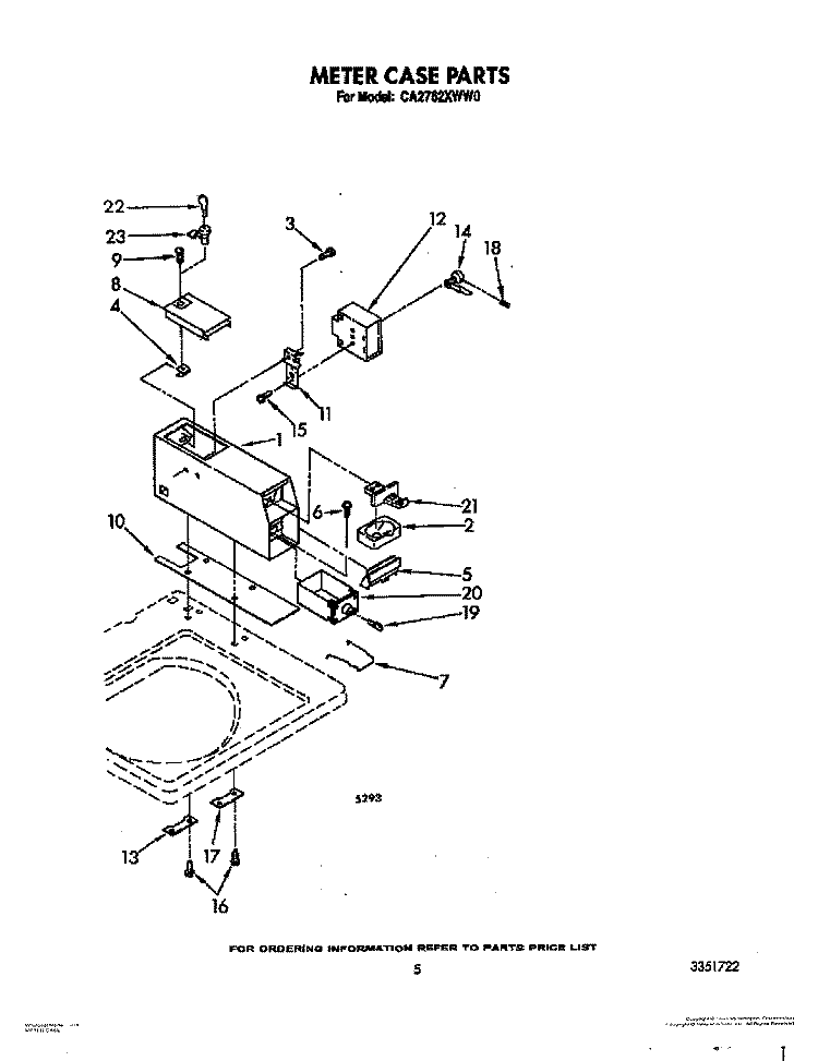 METER CASE Diagram and Parts List for CA2762XWG0  Whirlpool Washer