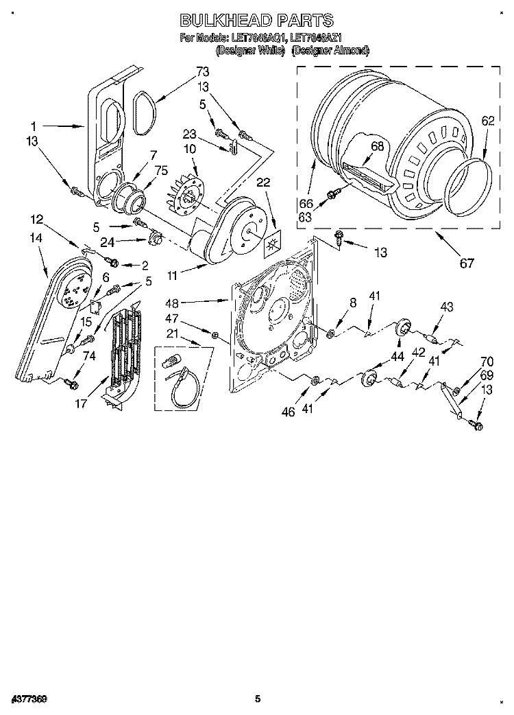 SECTION Diagram and Parts List for LET7646AQ1  Whirlpool Dryer
