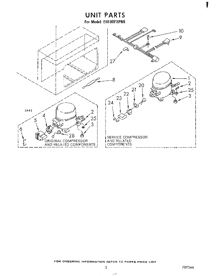 SECTION Diagram and Parts List for EH180FXPN5  Whirlpool Freezer