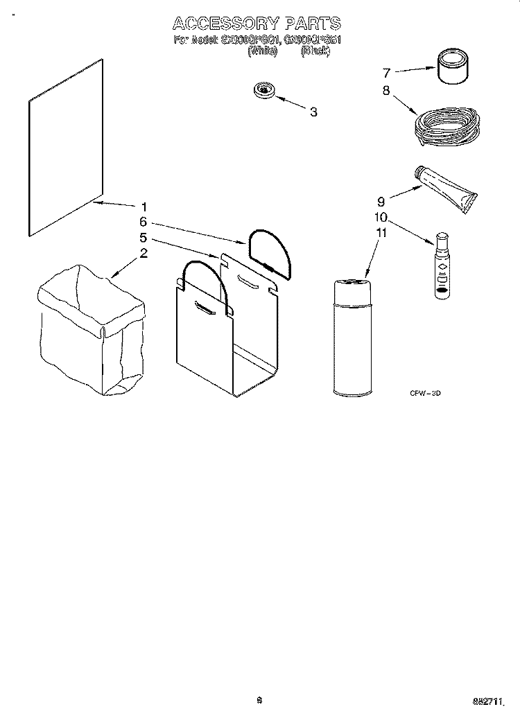 ACCESSORY Diagram and Parts List for GX900QPGQ1  Whirlpool Trash Compactor