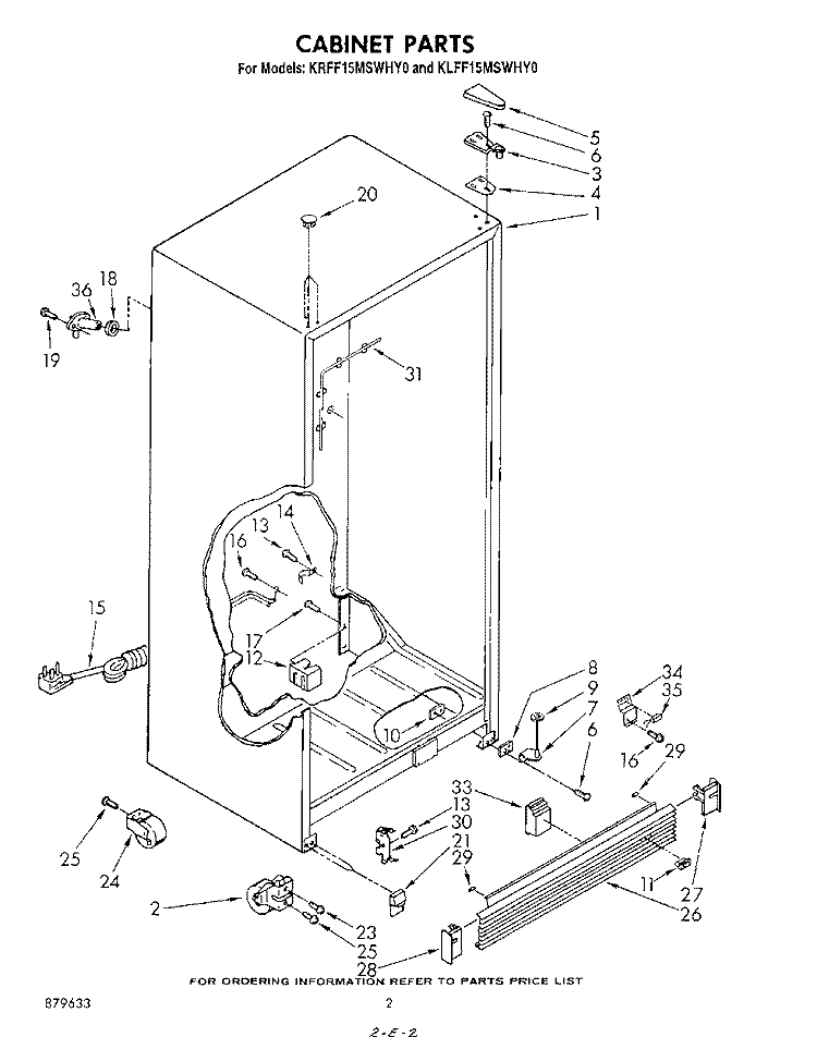 CABINET Diagram and Parts List for KLFF15MSWHY0  KitchenAid Freezer