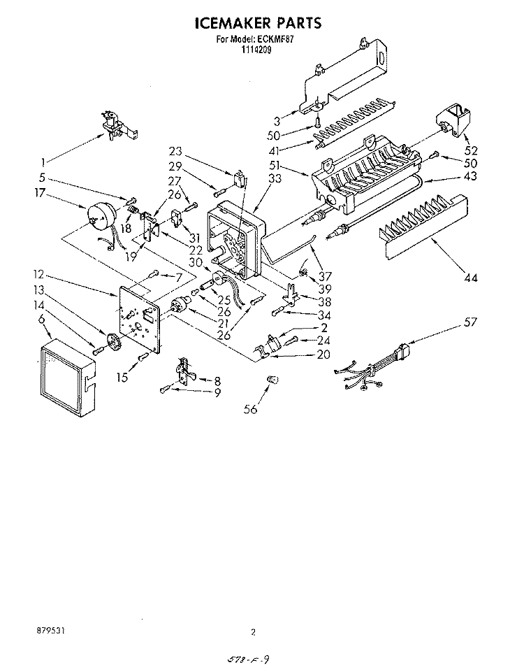 SECTION Diagram and Parts List for ECKMF87  Whirlpool Ice Maker