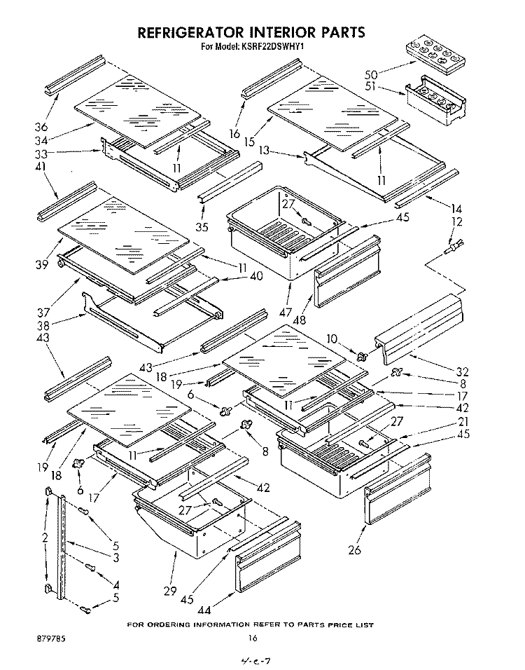 REFRIGERATOR INTERIOR Diagram and Parts List for KSRF22DSWHY1  KitchenAid Refrigerator