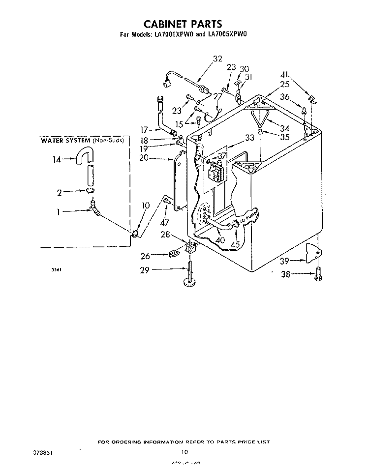 CABINET Diagram and Parts List for LA7000XPW0  Whirlpool Washer