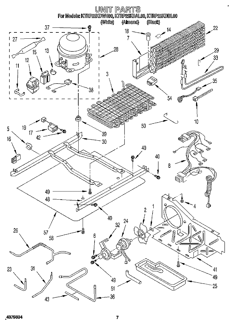 UNIT Diagram and Parts List for KTRP22KDBL00  KitchenAid Refrigerator