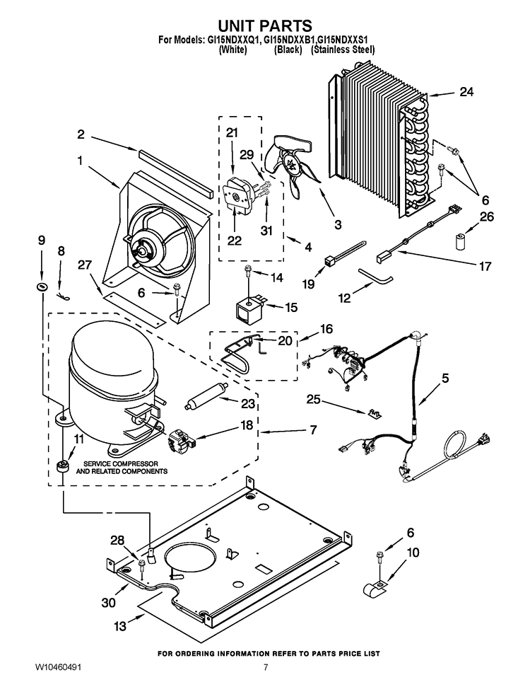 UNIT PARTS Diagram and Parts List for GI15NDXXS1  Whirlpool Ice Maker
