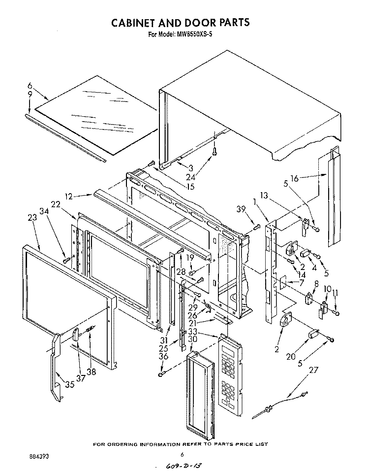 SECTION Diagram and Parts List for MW8550XS5  Whirlpool Microwave