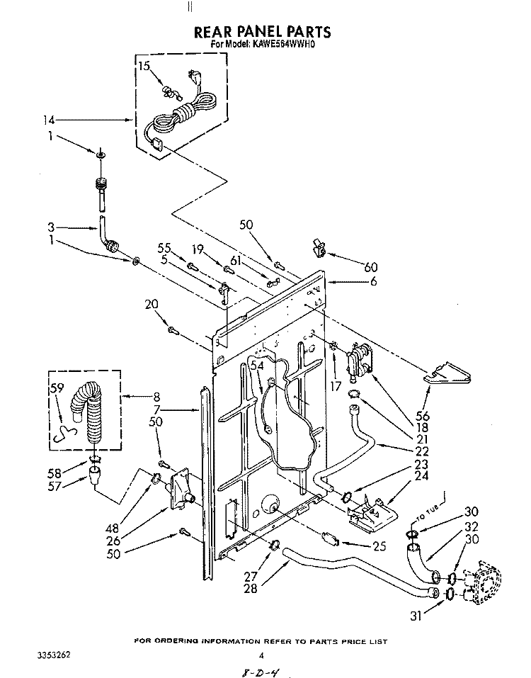 REAR PANEL Diagram and Parts List for KAWE564WAL0  KitchenAid Washer
