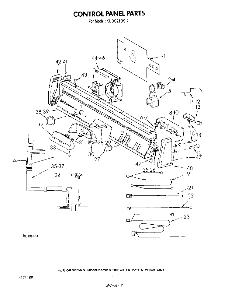 CONTROL PANEL , LITERATURE AND OPTIONAL Diagram and Parts List for KUDC210S2  KitchenAid Dishwasher