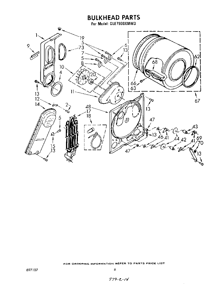 SECTION Diagram and Parts List for GLE7900XMW3  Whirlpool Dryer