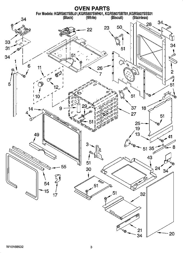OVEN PARTS Diagram and Parts List for KGRS807SBL01  KitchenAid Range