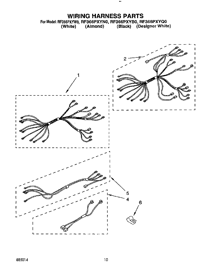 WIRING HARNESS Diagram and Parts List for RF366PXYB0  Whirlpool Range