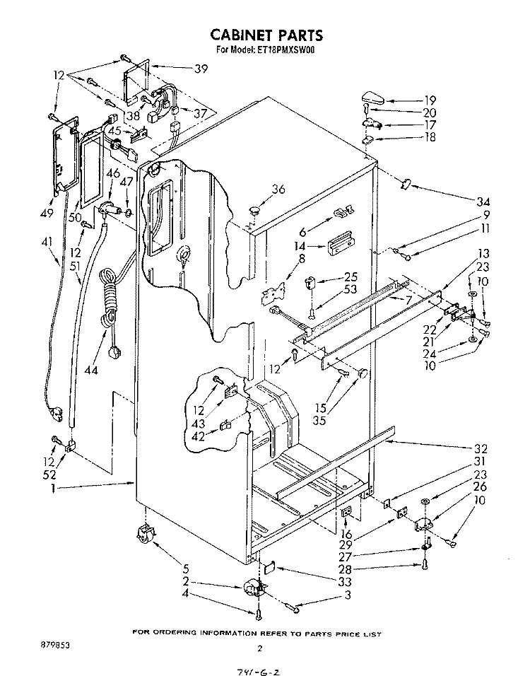 CABINET Diagram and Parts List for ET18PMXSW00  Whirlpool Refrigerator