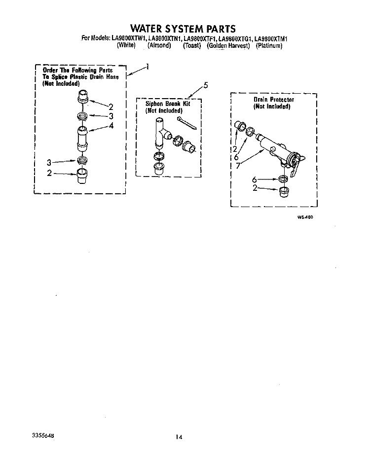 WATER SYSTEM Diagram and Parts List for LA9800XTW1  Whirlpool Washer