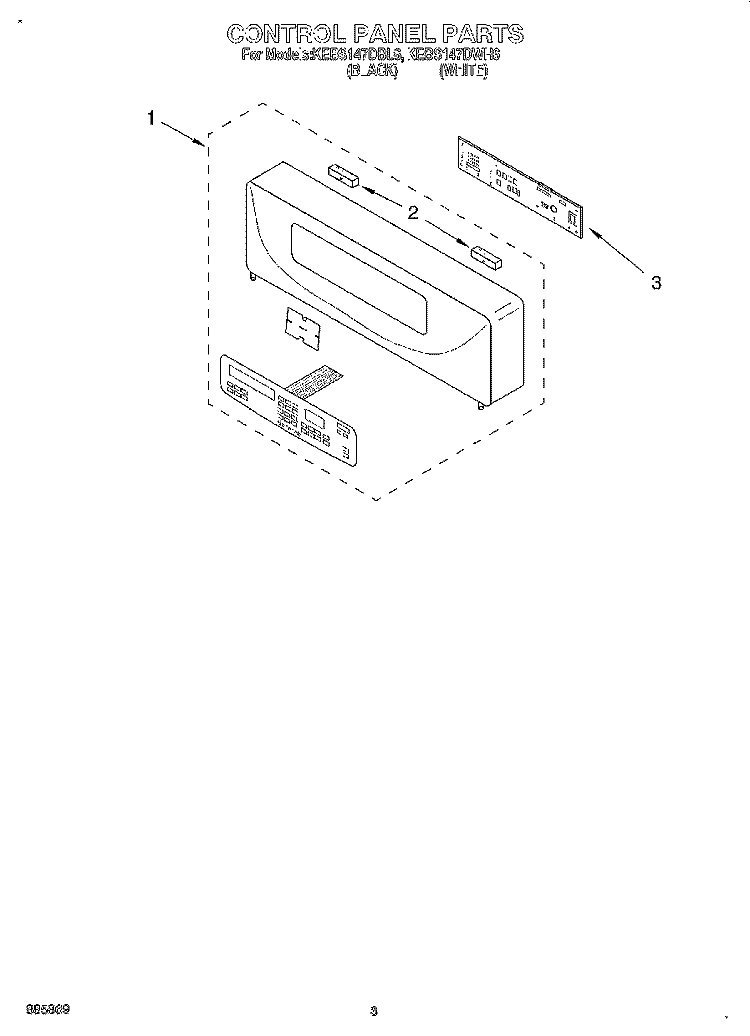 CONTROL PANEL, LITERATURE Diagram and Parts List for KEBS147DWH6  KitchenAid Wall Oven
