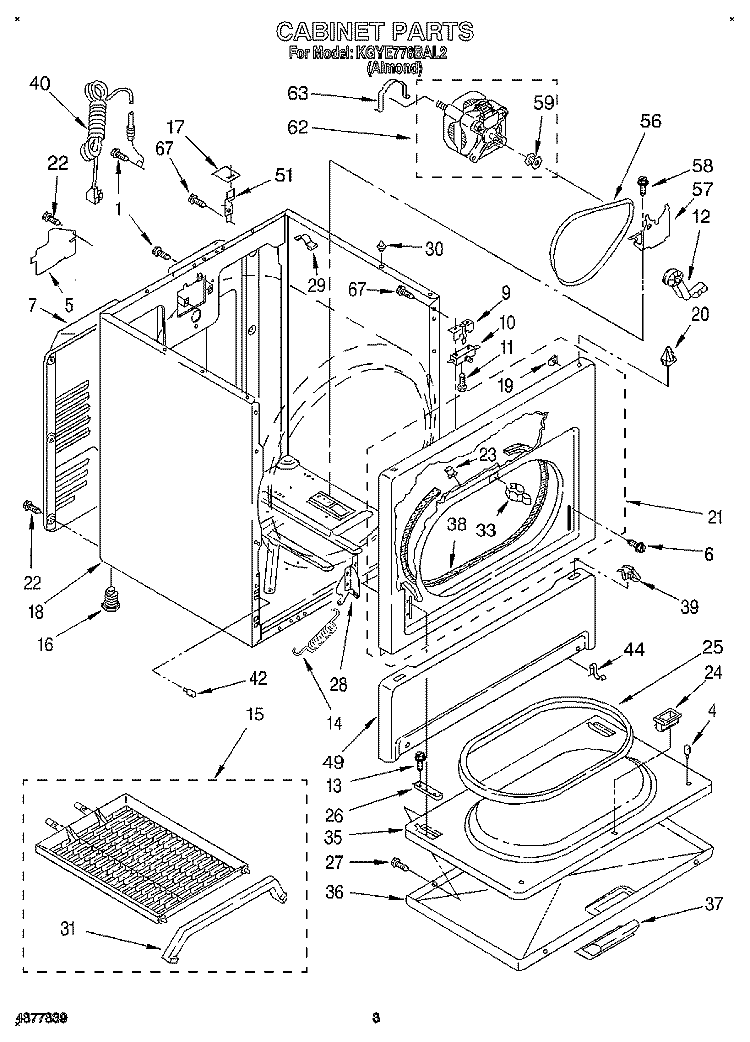 CABINET Diagram and Parts List for KGYE778BAL2  KitchenAid Dryer