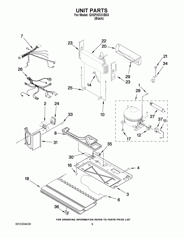 UNIT PARTS Diagram and Parts List for GX5FHDXVB03  Whirlpool Refrigerator